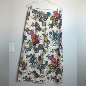 Hot Cotton Floral 100% Linen Maxi Skirt Size Small Petite